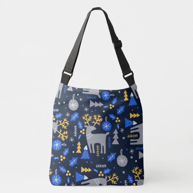 Adorables Christmas Scandinavian Style Blue Tragetaschen Mit Langen Trägern (Vorderseite)