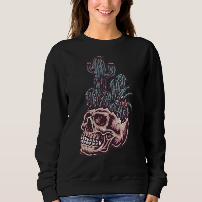 Adorables Day of the Dead Skull with Cactus Sweatshirt (Vorderseite)