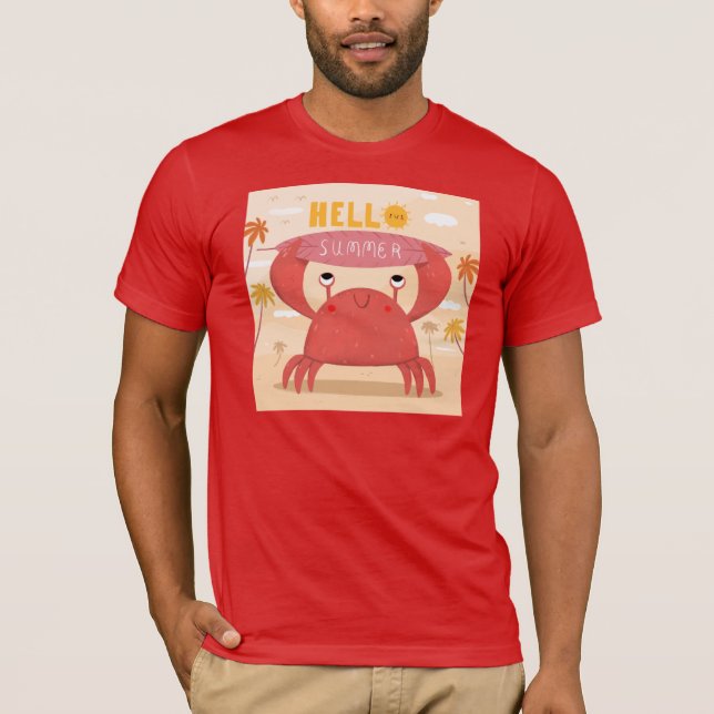 Adorables Funny Crab Hello Summer T - Shirt (Vorderseite)