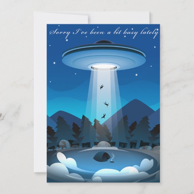 Adorables Funny UFO Abduction Card Dankeskarte (Vorderseite)