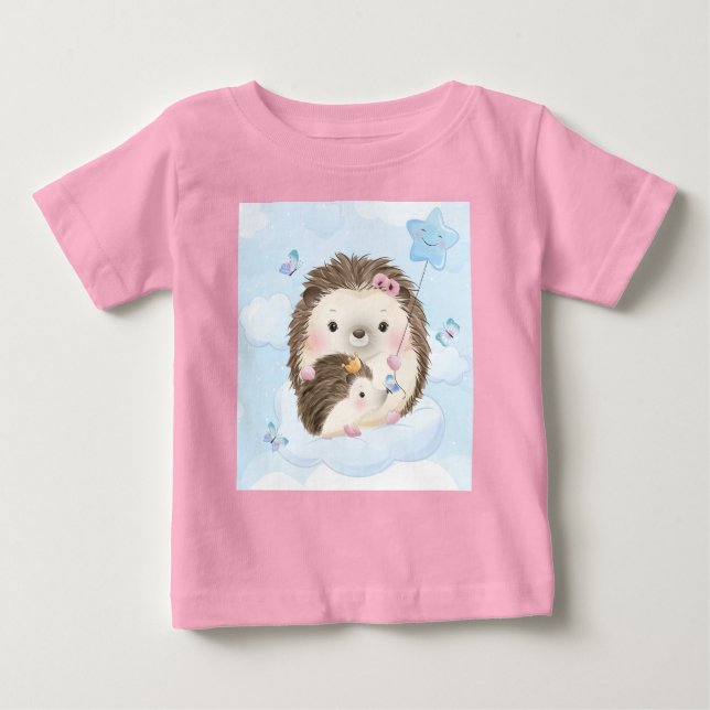 Adorables Hérisson Mère Et Baby T-Shirt (Devant)