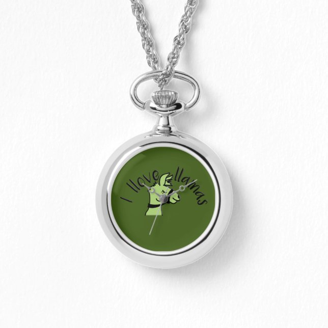 Adorables Llama Liebe I Llove Llamas Green Armbanduhr (Vorderseite)