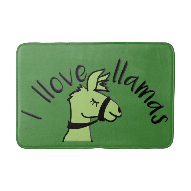Adorables Llama Liebe I Llove Llamas Green Bath Ma Badematte (Vorderseite)