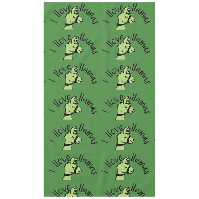 Adorables Llama Liebe I Llove Llamas Green Tischdecke (Vorderseite)