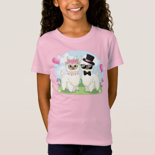 Adorables Llama Liebe Llama Couple T - Shirt (Vorderseite)