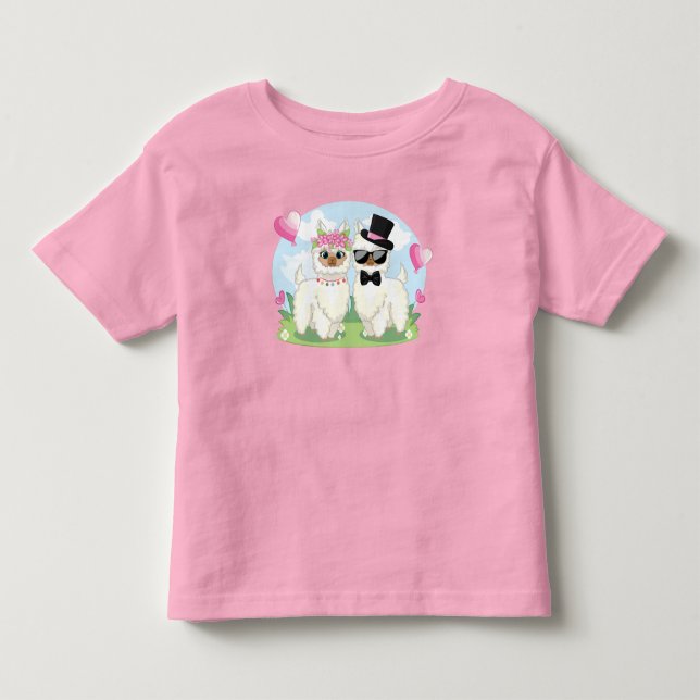 Adorables Llama Liebe Llama Couple T - Shirt (Vorderseite)
