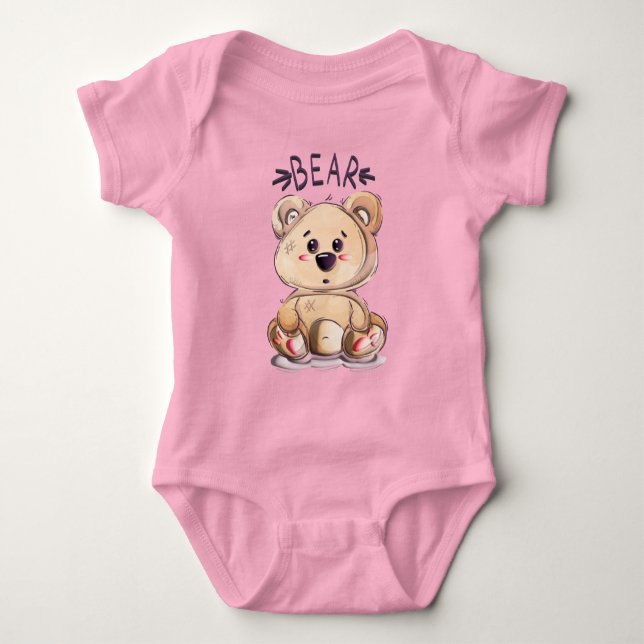 Adorables Niedliches 3D-Teddybären Baby Strampler (Vorderseite)