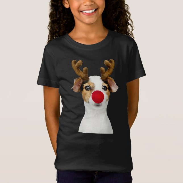 Adorables Niedliches Welpe mit Weihnachten T-Shirt (Vorderseite)