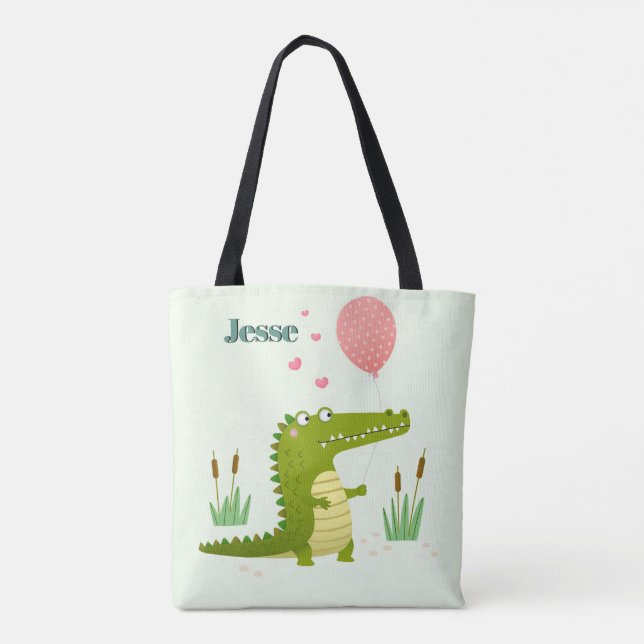 Adorables Reptile Cartoon Alligator Custom Tasche (Rückseite)