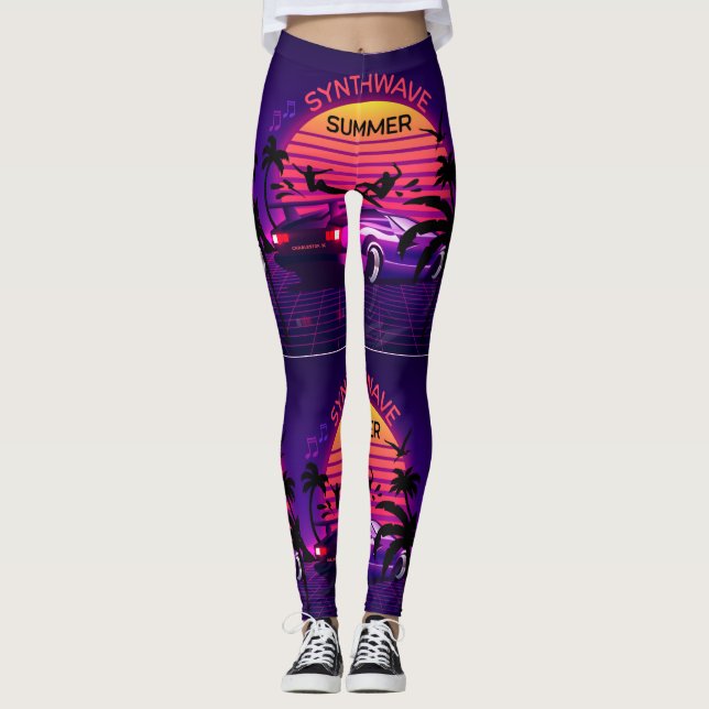 Adorables Synthwave/Vaporwave Style Yoga Leggings (Vorderseite)