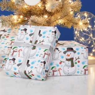 Adorables Weihnachtsschneemänner Geschenkpapier