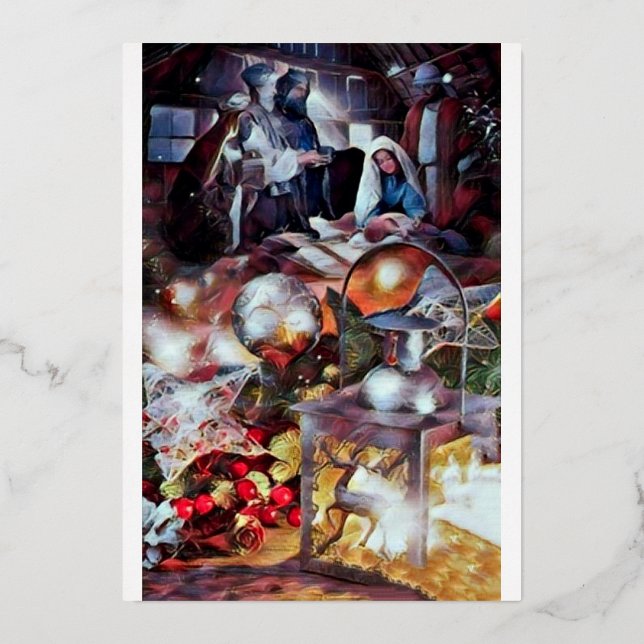 Adoration - Carte de Noël religieuse moderne (Recto)