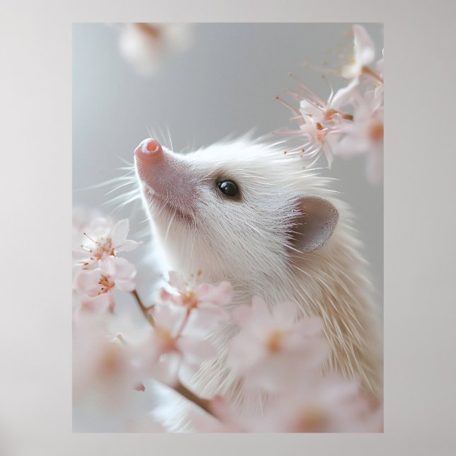 Adorativer Igel unter Frühlingsblüten Poster (Vorne)