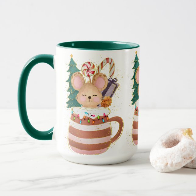 Adorcas Weihnachten Charmante Tiermäuse-Tasse Tasse (Mit Donut)