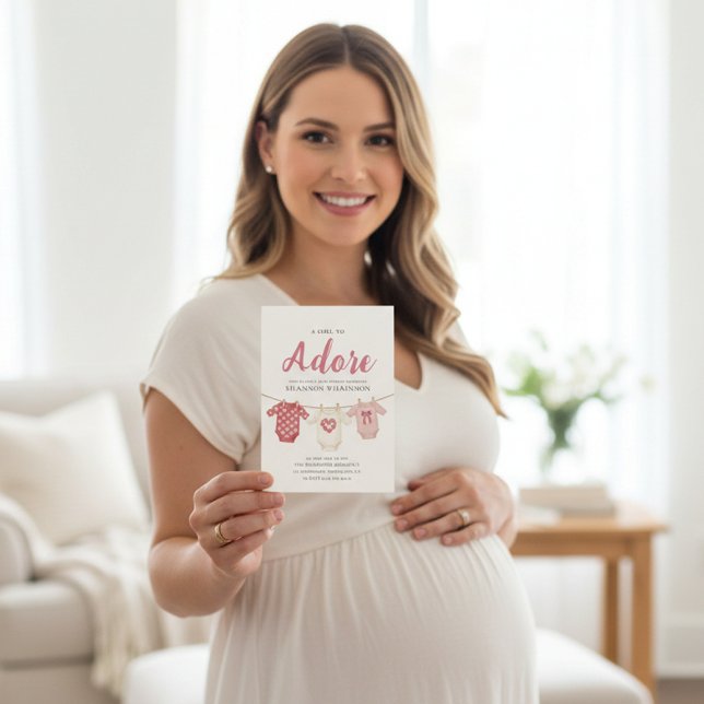 Adore A Girl Baby Shower Invitation Einladung (Von Creator hochgeladen)