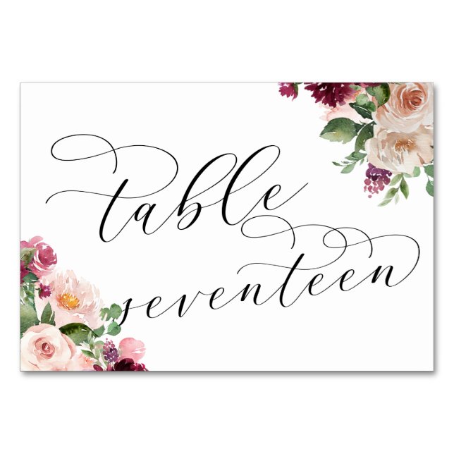 Adore Extravagant Calligraphy Wedding Reception 17 Tischnummer (Vorderseite)