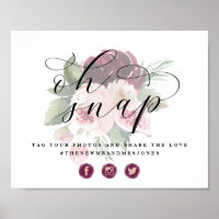 Adore Floral Oh Snap Foto Social Wedding Sign