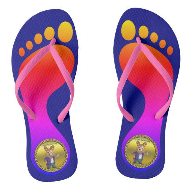 Adorful spielerischer Cartoon Hundestudent in eine Flip Flops (Fußbett)
