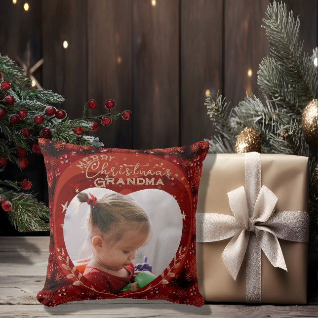 Adorgio Weihnachten Oma Rotes Foto Kissen (Adorable Christmas Grandma Red Photo Throw Pillow)