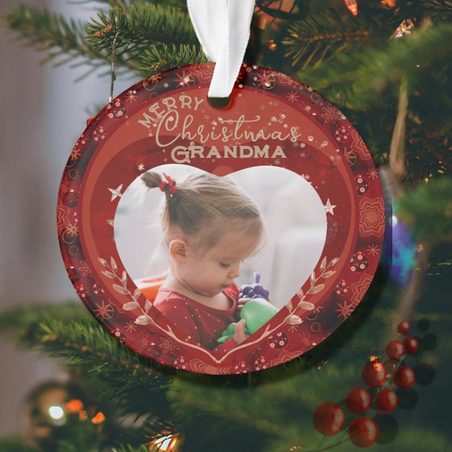 Adorgio Weihnachten Oma Rotes Foto Ornament (Adorable Christmas Grandma Red Photo Ornament)