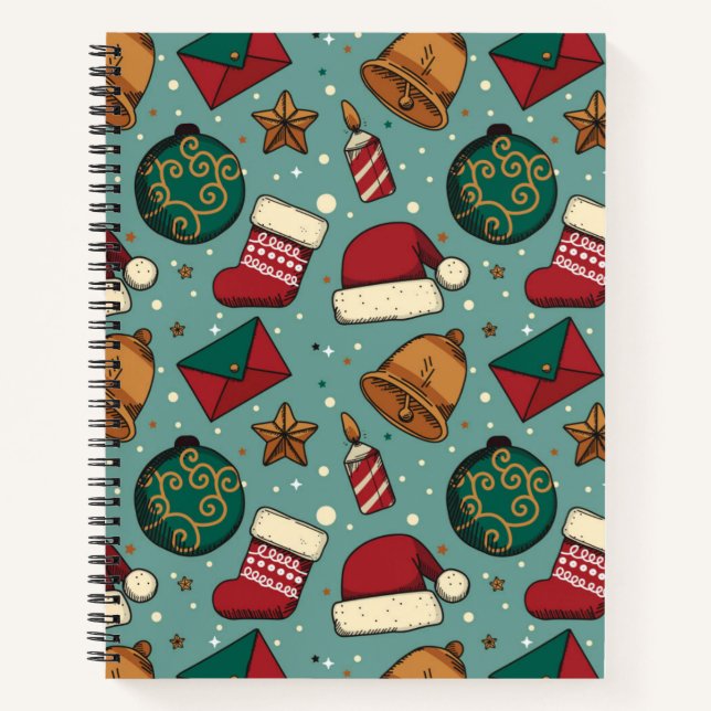 Adorieren Weihnachts-Strumpf und Weihnachtsmannmüt Notizbuch (Vorderseite)