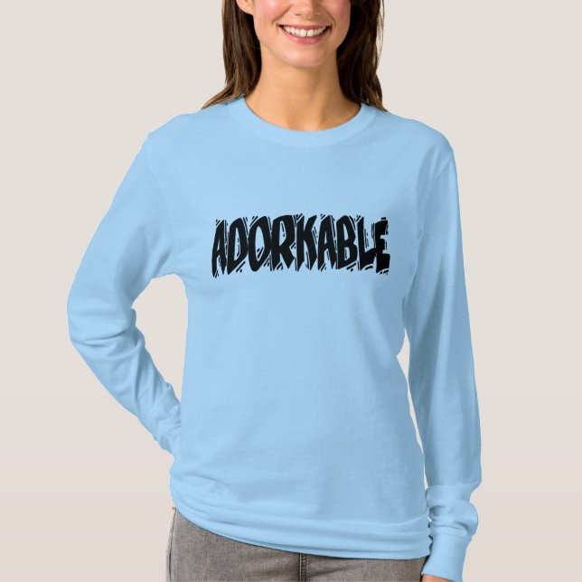 Adorkable, dunkler Text T-Shirt (Vorderseite)