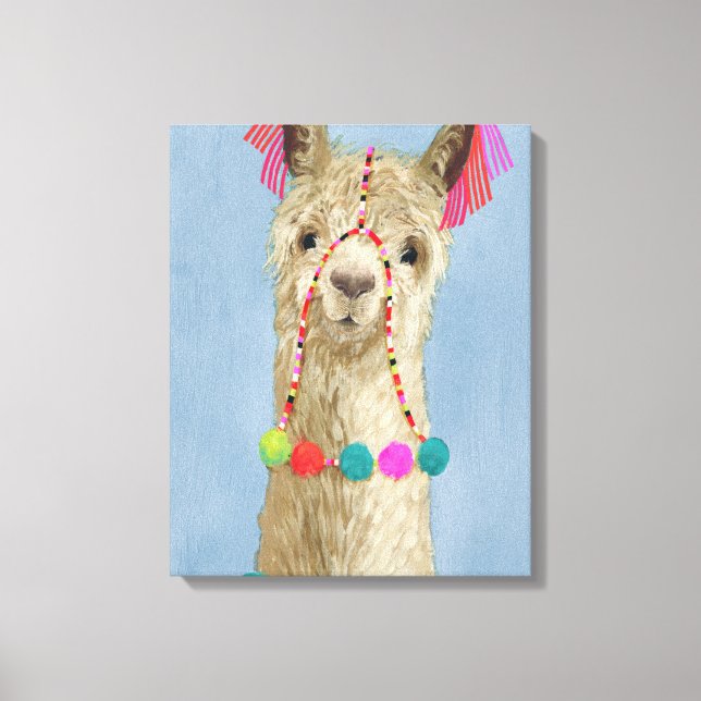 Adorned Llama - Beige Leinwanddruck (Vorderseite)