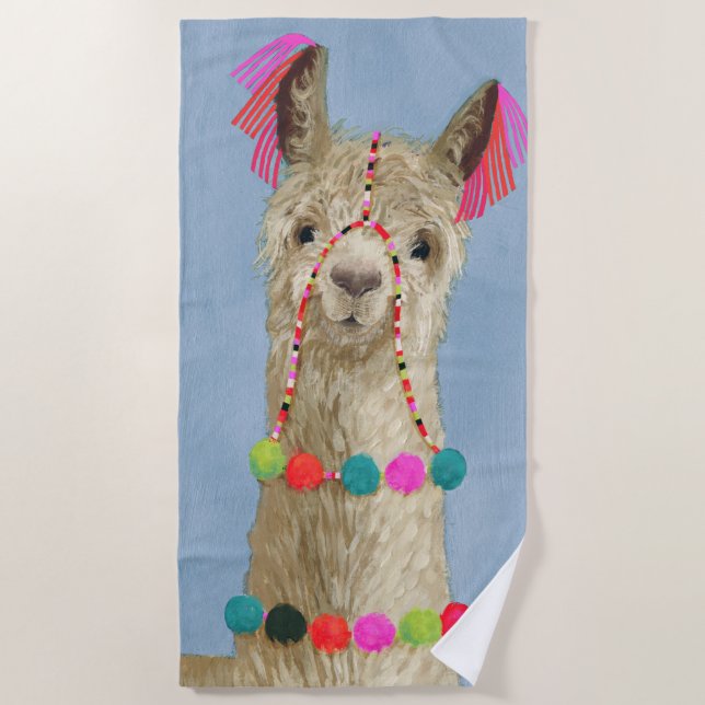 Adorned Llama - Beige Strandtuch (Vorderseite)