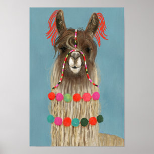 Adorned Llama - Brown Poster