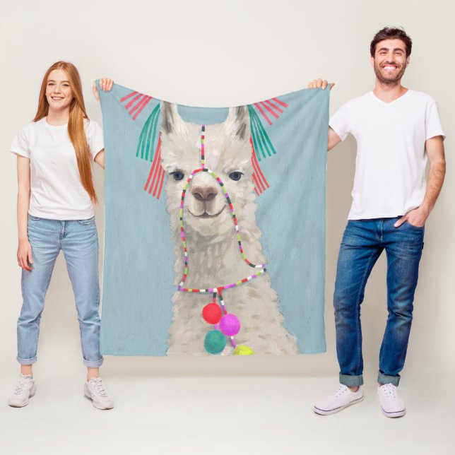 Adorned Llama - White Fleecedecke (Beispiel)