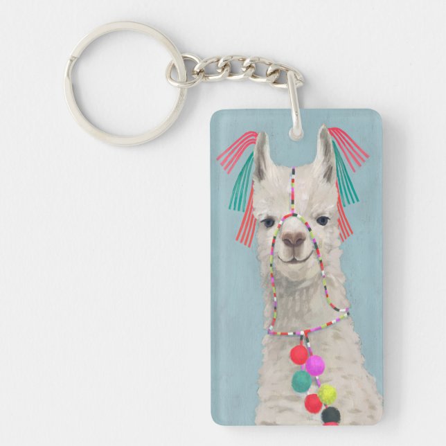 Adorned Llama - White Schlüsselanhänger (Vorderseite)