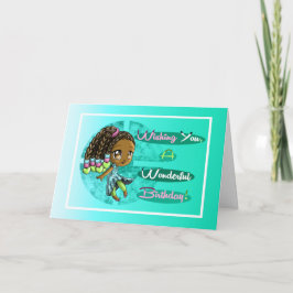 Adortable African American Girl Birthday Card Karte