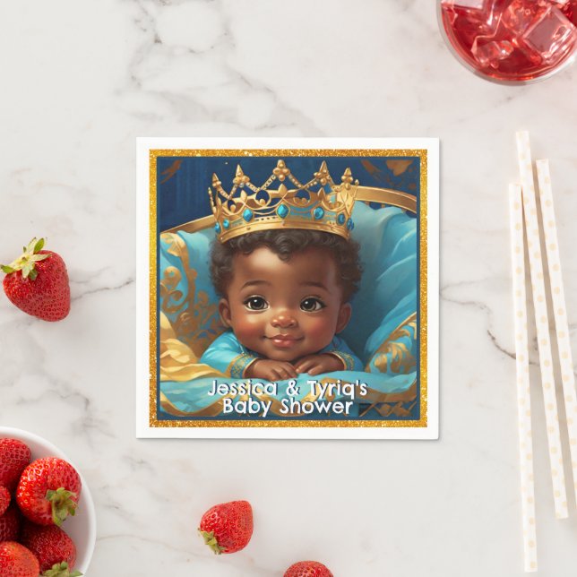 Adortable African Prince Royal Baby Shower/Birthda Serviette (Beispiel)