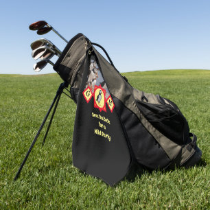 Adortable Atlantic Puffin Cartoon Monogram Foto Golfhandtuch