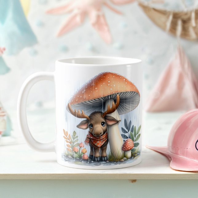 Adortable Baby Elche unter Pilzschirm Kaffeetasse (Von Creator hochgeladen)