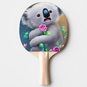 Adortable Baby Koala Bär mit Blume Tischtennis Schläger