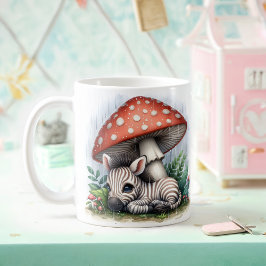 Adortable Baby Zebra unter Pilzschirm Kaffeetasse
