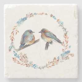 Adortable Bluebird Couple Art Steinuntersetzer