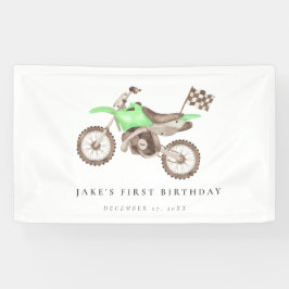 Adortable Bright Green Dirt Bike Banner