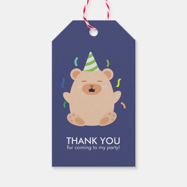 Adortable Brown Bären Kindergeburtstag Party Geschenkanhänger (Vorderseite)