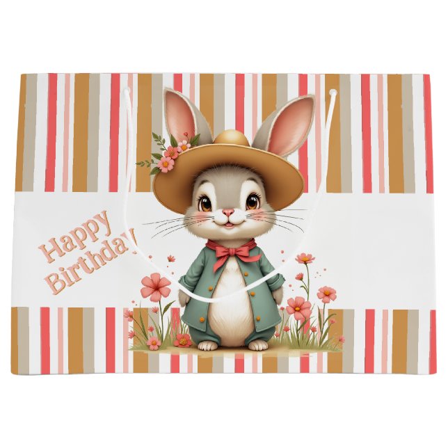 Adortable Bunny Birthday Bag Große Geschenktüte (Vorderseite)