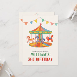 Adortable Carousel Geburtstag Einladung