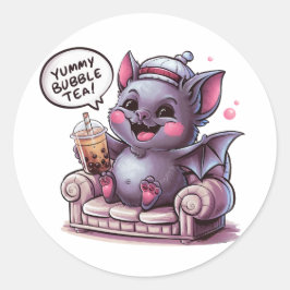 Adortable Cartoon Bat: Gemütlich, Kawaii Vibes Runder Aufkleber