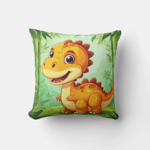 Adortable Cartoon Dinosaurier im Grünen Dschungel Kissen