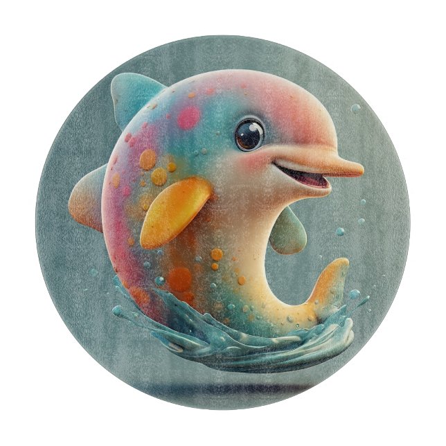 Adortable Cartoon Dolphin Schneidebrett (Vorderseite)
