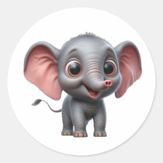 Adortable Cartoon Elephant Delight - Charmantes Ti Runder Aufkleber