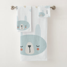 Adortable Cartoon pastellfarbene Kindermuster Badhandtuch Set