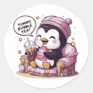 Adortable Cartoon Pinguin: Gemütlich, Kawaii Vibes Runder Aufkleber