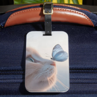 Adortable Cat & Blue Butterfly Gepäckanhänger