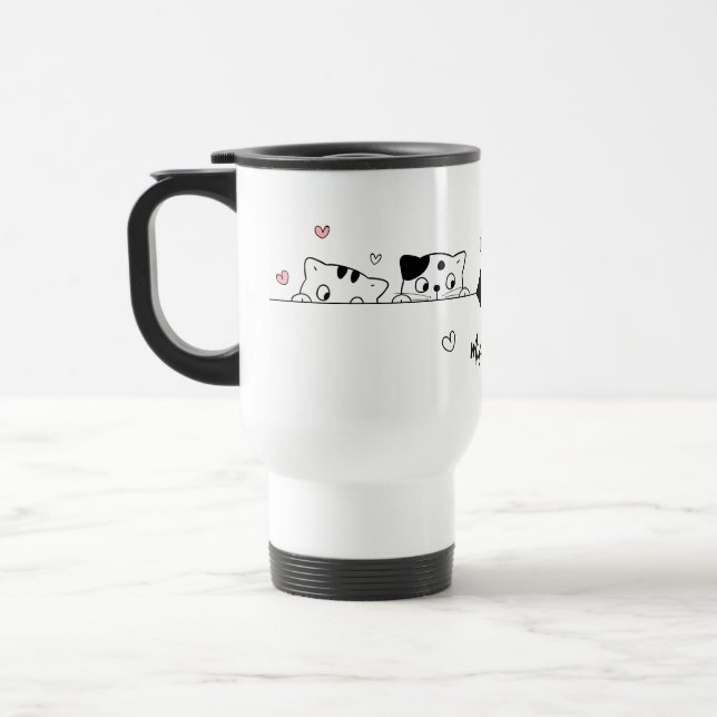 Adortable Cat Travel Mug - Niedlich und Minimalist Reisebecher (Links)